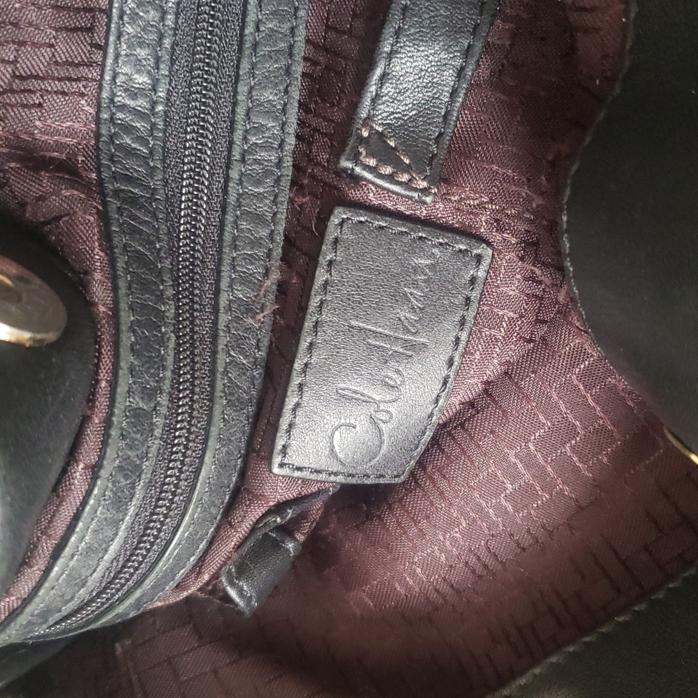Cole Haan Black Leather Shoulder Tote Bag - Picture 6 of 7